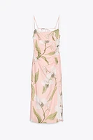 PRINTED LINEN MIDI DRESS