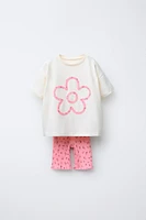 T-SHIRT AND RIBBED CYCLING LEGGINGS JOGGING SET