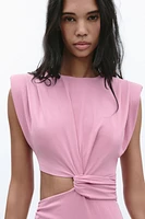 CUT OUT SHOULDER PAD DRESS