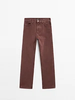 100% cotton straight-leg jeans