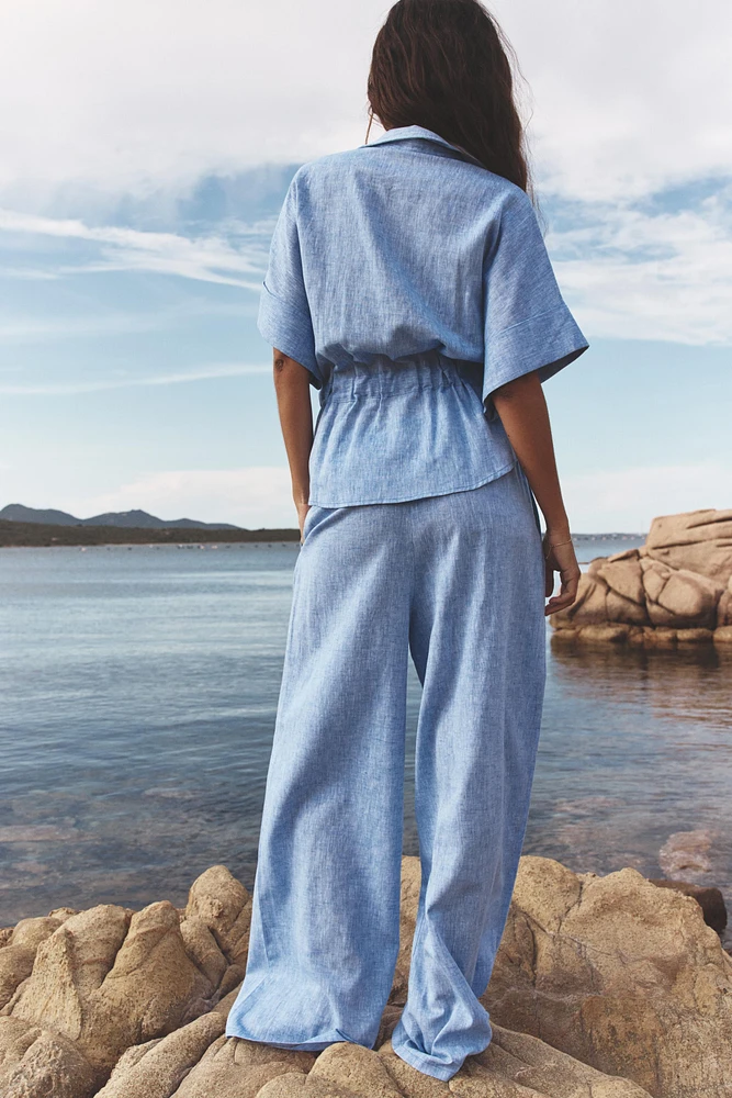 PANTALON LARGE AVEC LIN