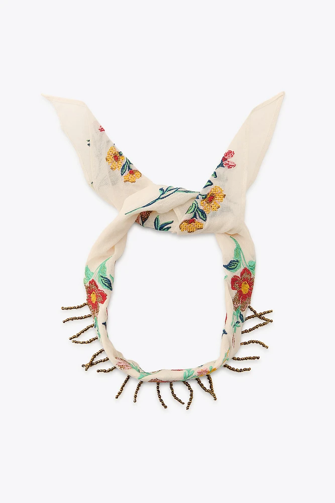 EMBROIDERED BEADED SCARF