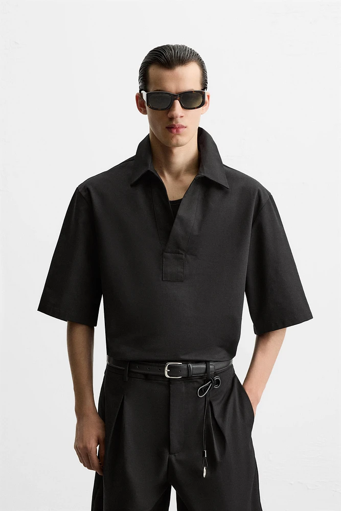 COTTON - LINEN POLO SHIRT