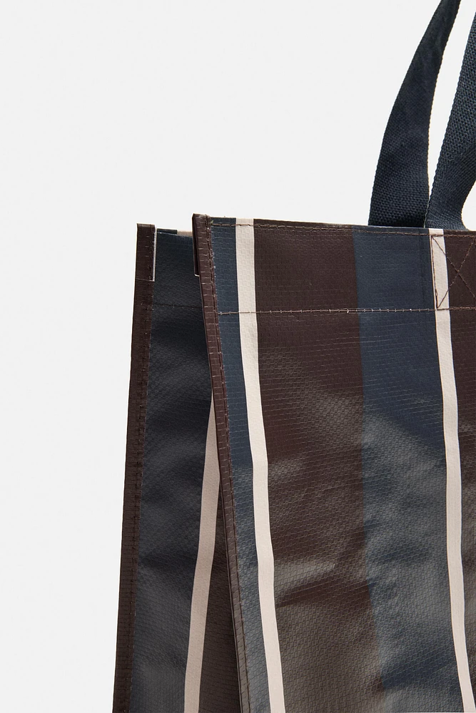 STRIPED SHOPPER BAG WITH POUCH