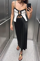 SATIN MIDI SKIRT