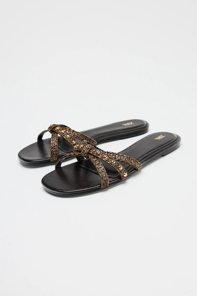 STUDDED FLAT SANDALS