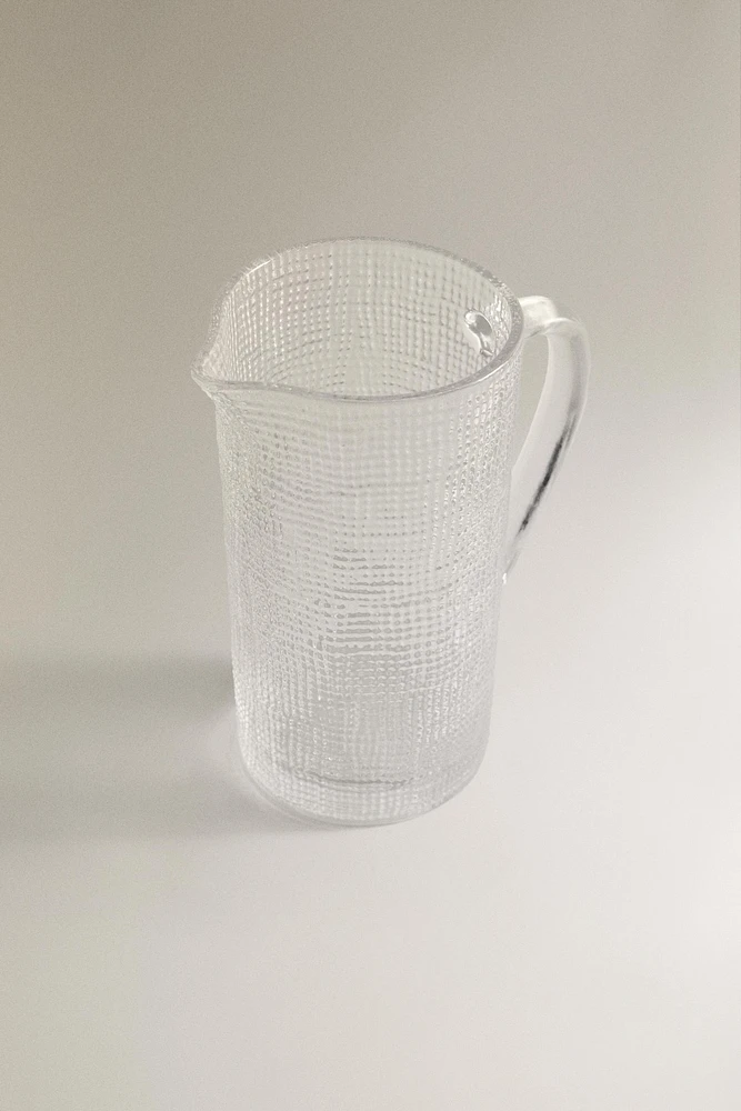 RAISED DESIGN GLASS PITCHER