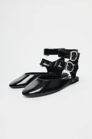 SLINGBACK DOUBLE BUCKLE BALLET FLATS