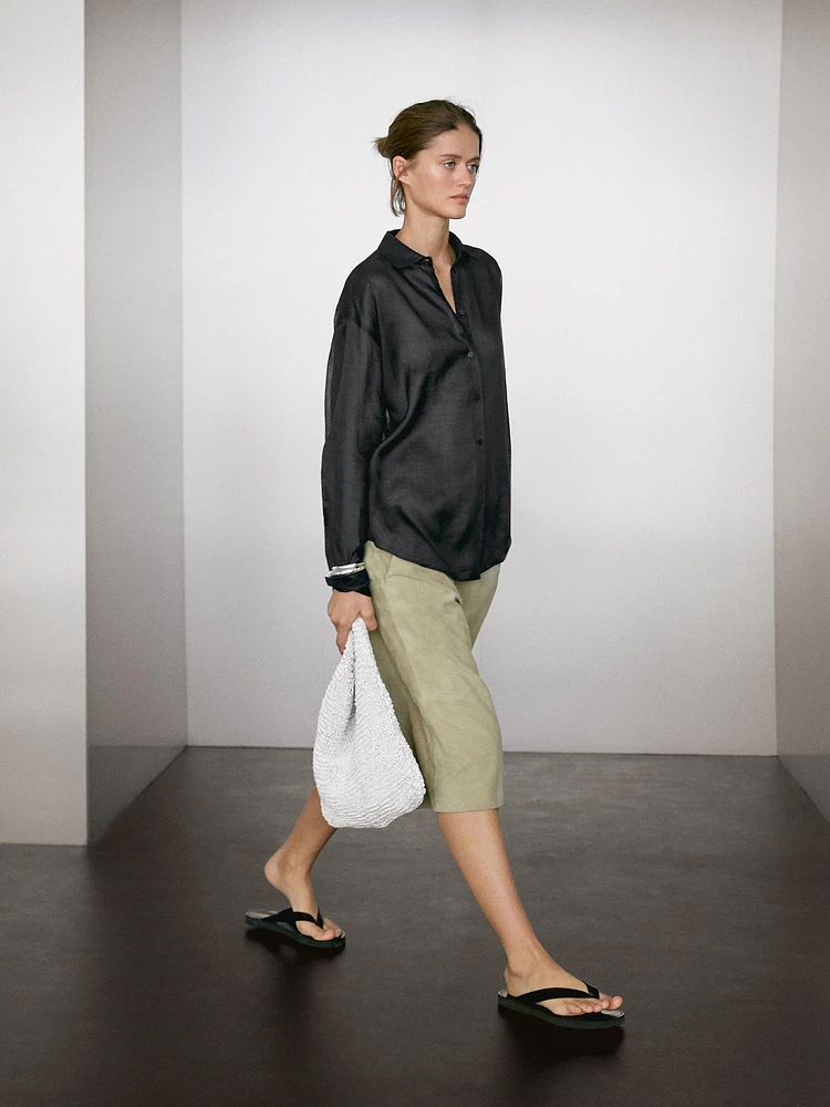 Lightweight semi-sheer 100% ramie shirt