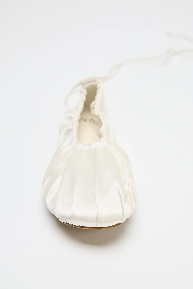 LIMITED EDITION SATIN EFFECT RUCHED BALLET FLATS