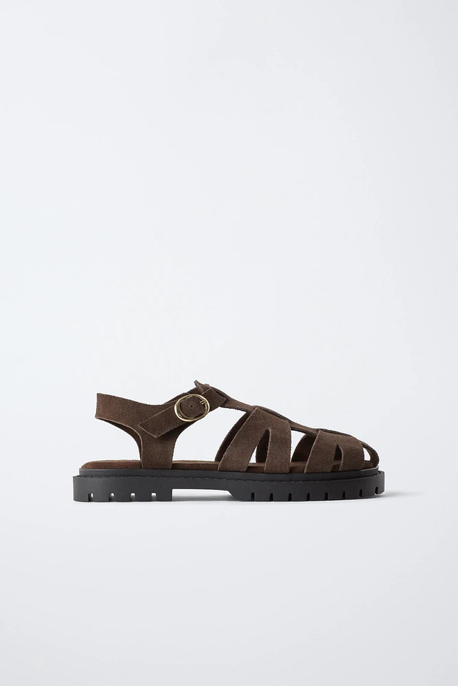 SUEDE FISHERMAN SANDALS