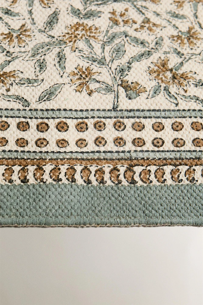 TAPIS IMPRIMÉ FLORAL BLOCK PRINT