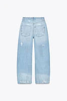 TRF MID-RISE RIPPED BAGGY JEANS