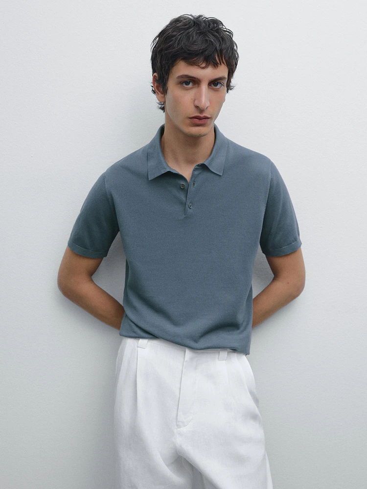 Polo en maille de coton à manches courtes