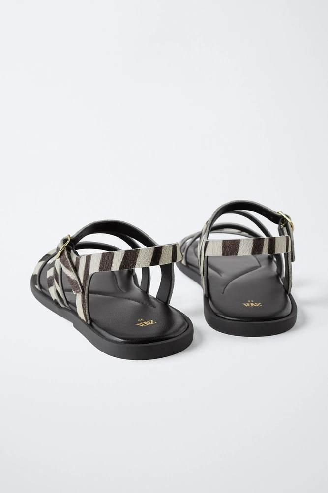 ANIMAL PRINT LEATHER SANDALS