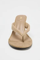 SPLIT LEATHER WEDGE SANDALS