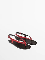 Split suede flat sandals