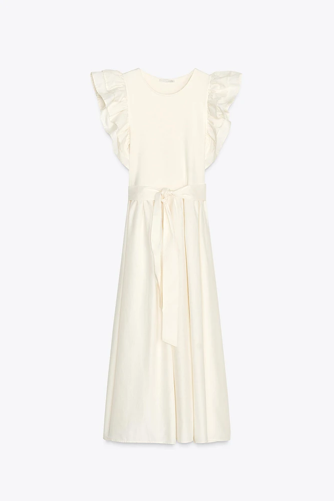 ROBE BIMATIÈRE À VOLANTS ET CEINTURE
