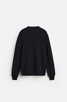 WOOL - COTTON MOCK NECK SWEATER