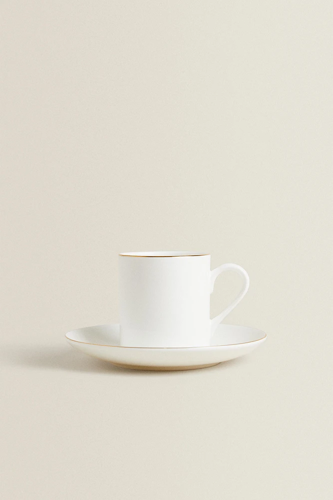 TASSE À CAFÉ AVEC SOUCOUPE PORCELAINE BONE CHINA BORD