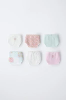 6- ANS/ LOT DE SIX CULOTTES PATCHWORK ET FLEURS RIB