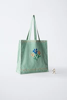 EMBROIDERED FLORAL TOTE BAG