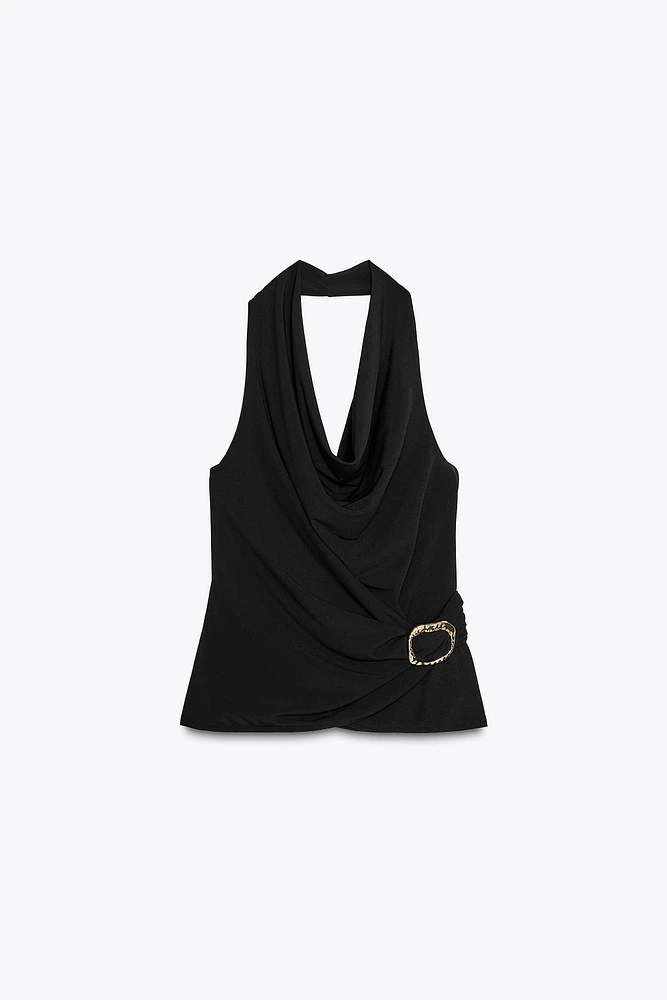 DRAPED BUCKLE TOP