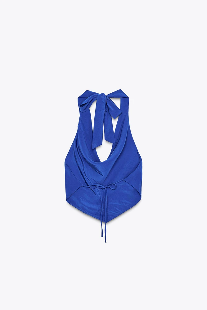 FLOWY HALTER TIE TOP
