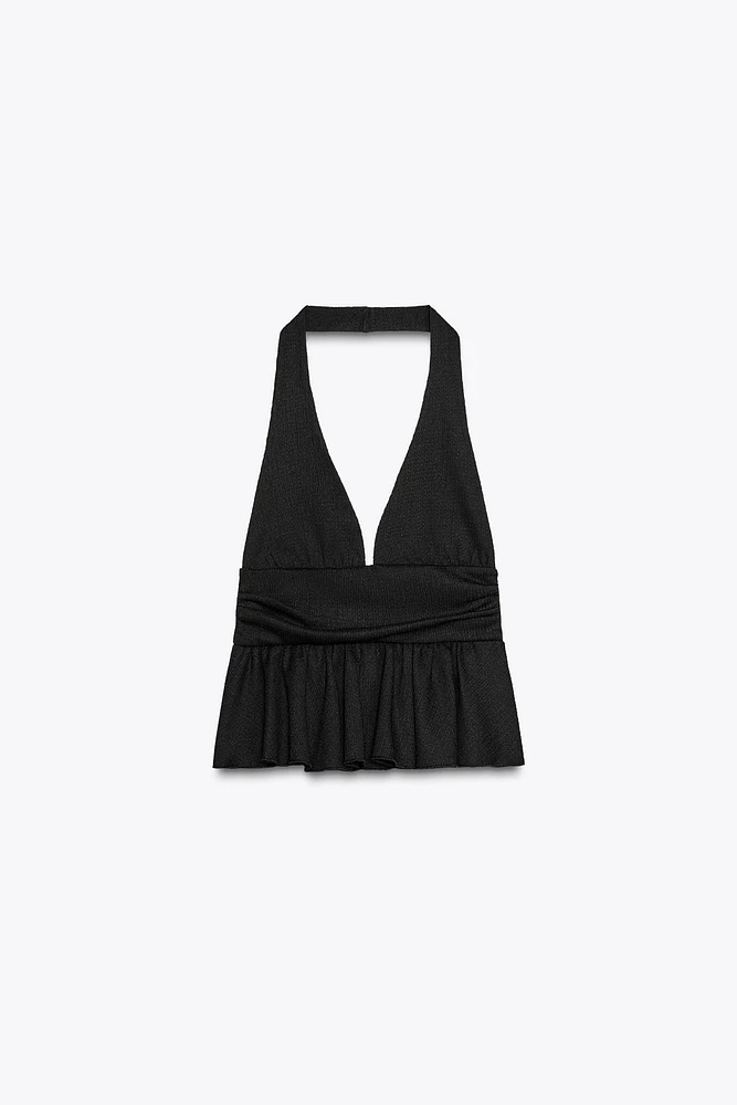 RUFFLED HALTER TOP