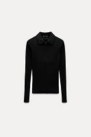 RIBBED POLO NECK SHIRT