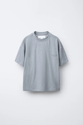 COTTON AND LINEN T-SHIRT WITH TEXT