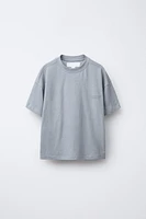 COTTON AND LINEN T-SHIRT WITH TEXT