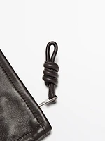 Small nappa leather pouch bag with knot
