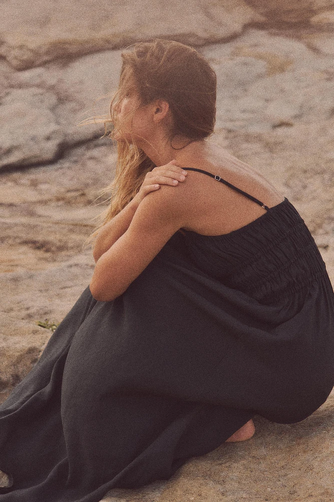 FLOWY ELASTIC MIDI DRESS
