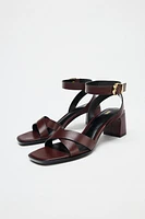 BUCKLED WIDE HEELED SANDALS