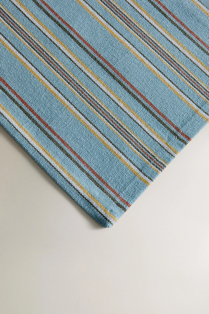 LOT SERVIETTES DE TABLE COTON RAYURES MULTICOLRES (LOT DE