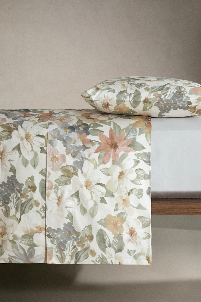 FLORAL PRINT SATEEN FLAT SHEET