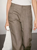 100% linen flare fit trousers