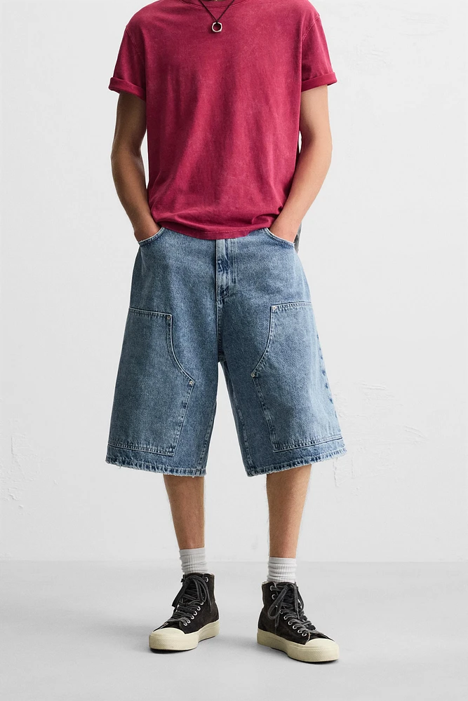 OVERSIZED FIT DENIM BERMUDA SHORTS