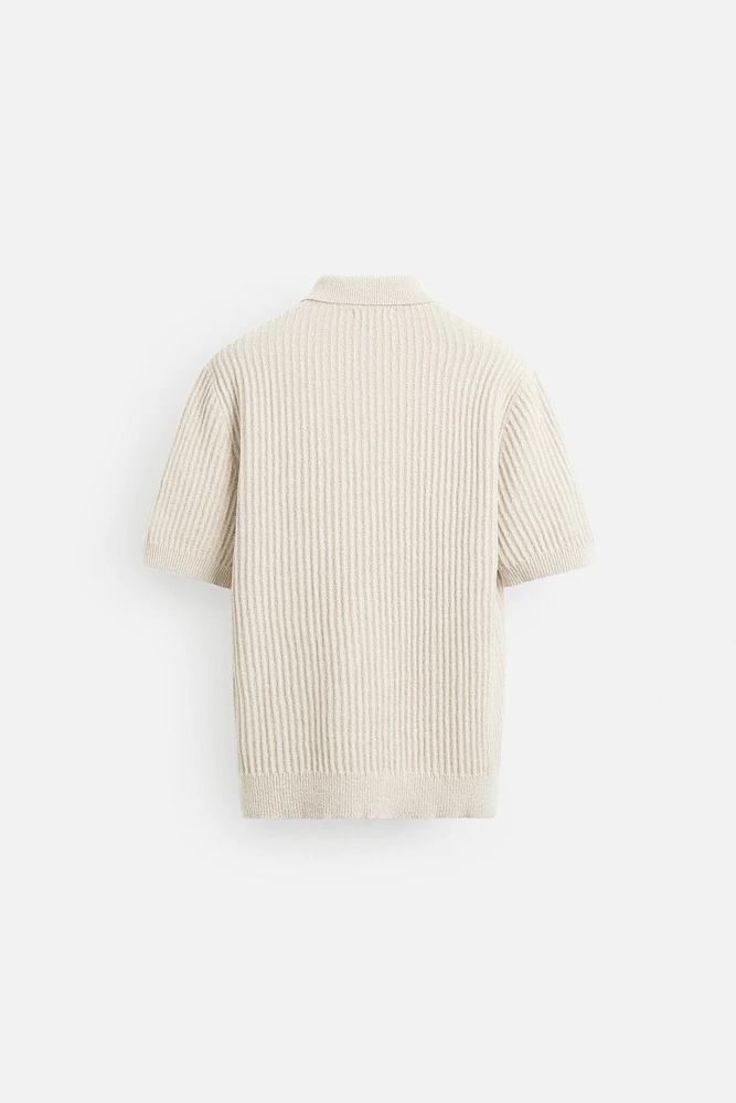 RIB KNIT RUSTIC POLO SHIRT