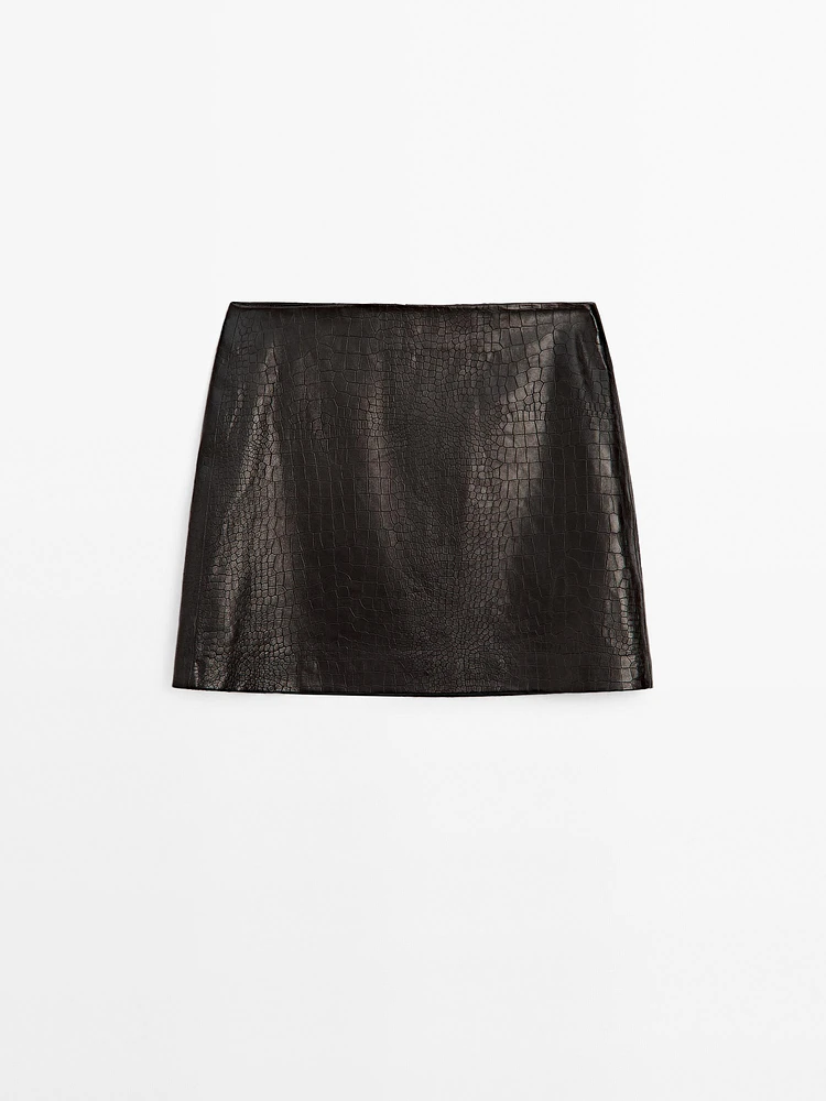 Minijupe croco en cuir nappa