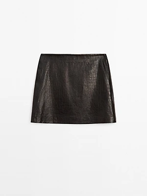 Minijupe croco en cuir nappa