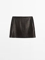 Minijupe croco en cuir nappa
