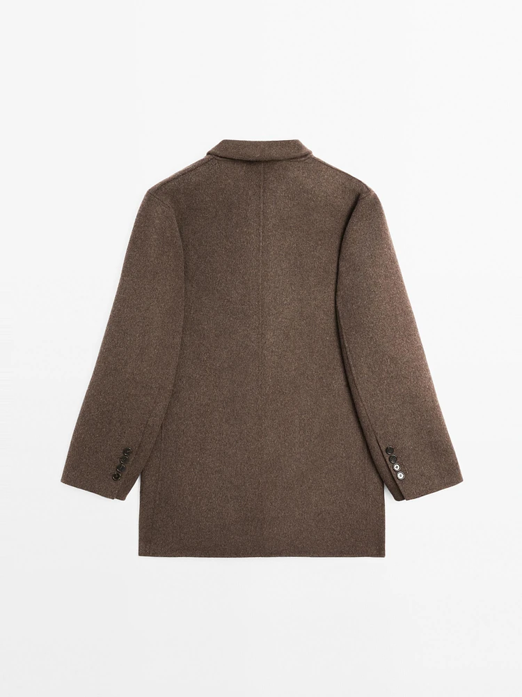 Manteau à col smoking en laine mélangée