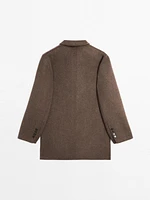 Manteau à col smoking en laine mélangée