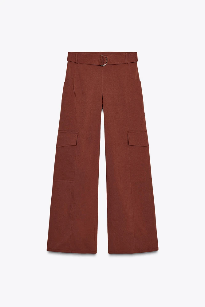 RELAXED FIT BELTED CARGO PANTS