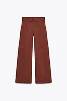 RELAXED FIT BELTED CARGO PANTS