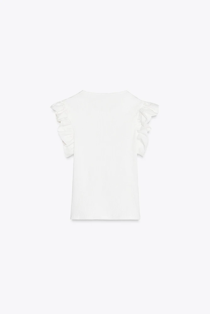 COMBINATION RUFFLED T-SHIRT