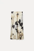 SATIN EFFECT PRINT MIDI SKIRT