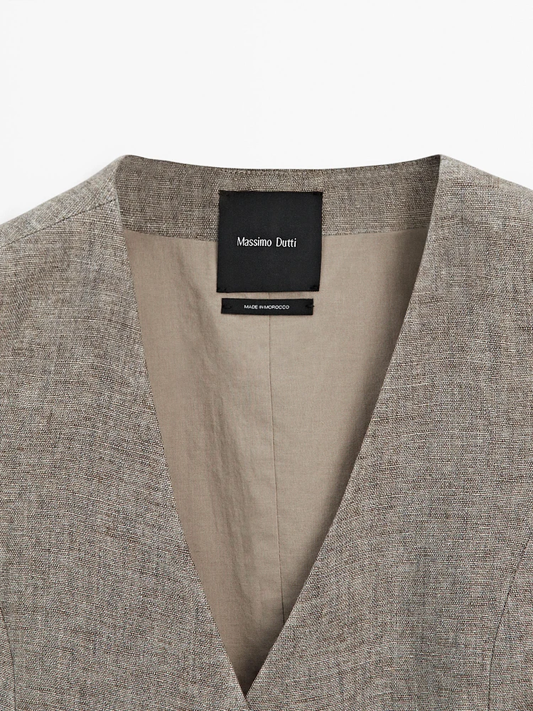 Gilet court cache-cœur 100 % lin